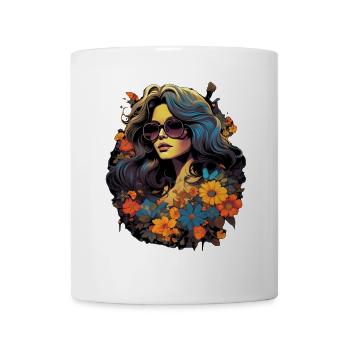 Blumenporträt mit Sonnenbrille - Tasse - Weiß - Vorne