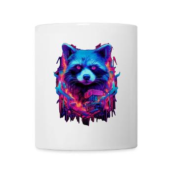 Neon Futuristic Waschbär Illustration - Tasse - Weiß - Vorne