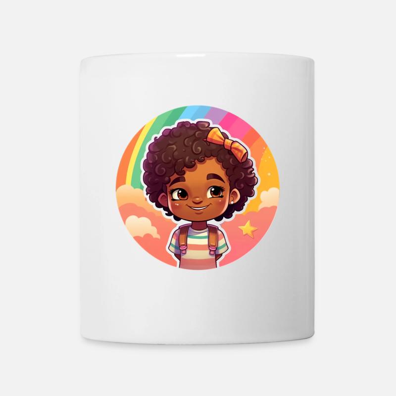 Pretty kid face with rainbow background - Mug - white