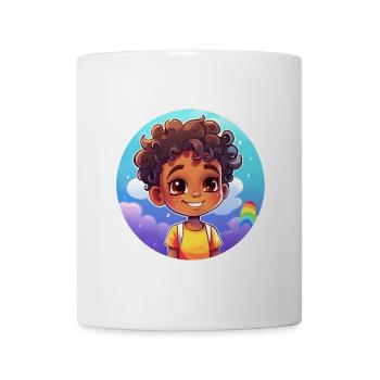 Personnage d’enfant amusant avec arc-en-ciel - Mug blanc - blanc - Devant
