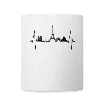 Paris Skyline Heartbeat Eiffel Tower France - Mug - white - Front