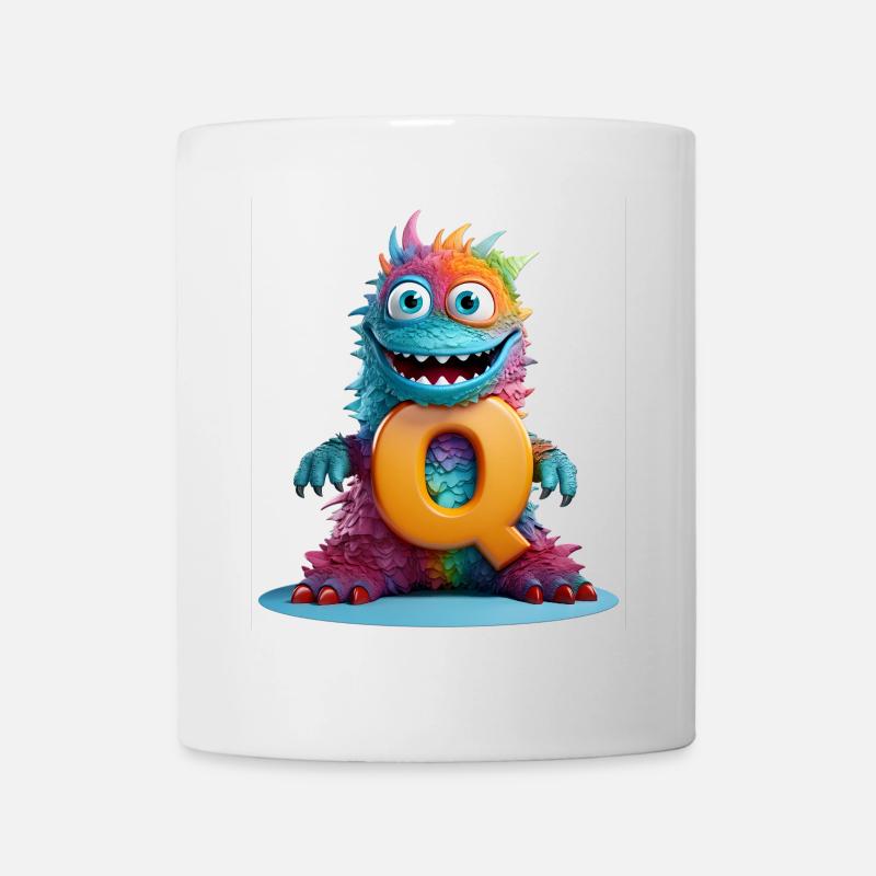 Regenbogenmonster mit Q - Tasse - Weiß