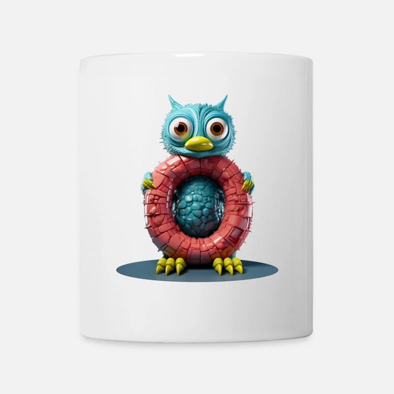Blaue Kreatur mit Buchstabe O Alphabet - Tasse - Weiß