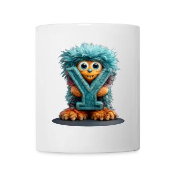 Monster und mit blauer Schrift - Tasse - Weiß - Vorne