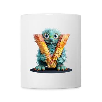 Gefiederte Kreatur mit dem Buchstaben V - Tasse - Weiß - Vorne