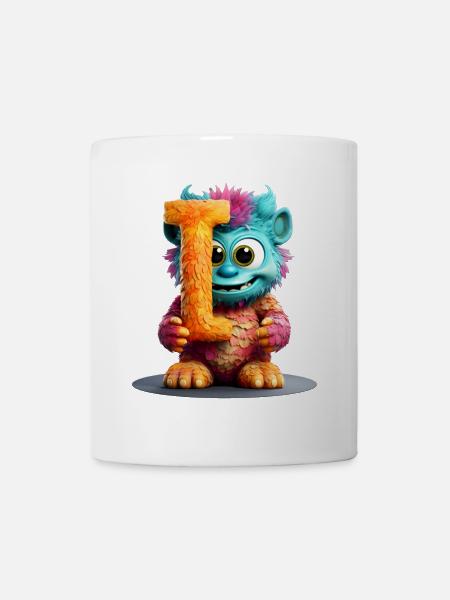 Alphabet Buchstabe I Buntes Monster - Tasse - Weiß