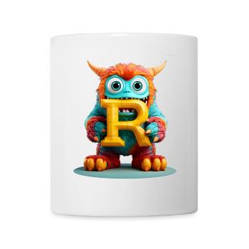 Bunter Monster mit Buchstabe R - Tasse - Weiß - Vorne