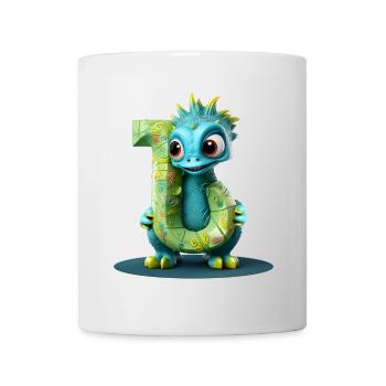 Blauer Drache mit Buchstabe J Alphabet - Tasse - Weiß - Vorne