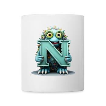 N Bunt mit Monster gewebt - Tasse - Weiß - Vorne