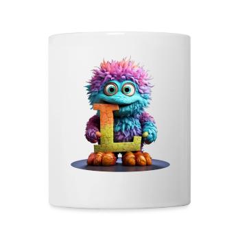 Regenbogenmonster mit Buchstabe L - Tasse - Weiß - Vorne