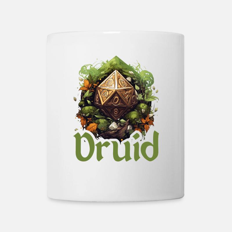 Druide mit W20 – Fantasy RPG Design - Tasse - Weiß