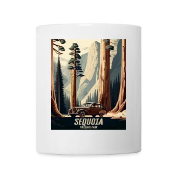 Vintage Sequoia Nationalpark Retro Roadtrip Kunst - Tasse - Weiß - Vorne