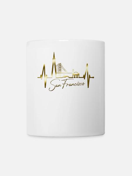 San Francisco Skyline Herzschlag Kalifornien USA - Tasse - Weiß