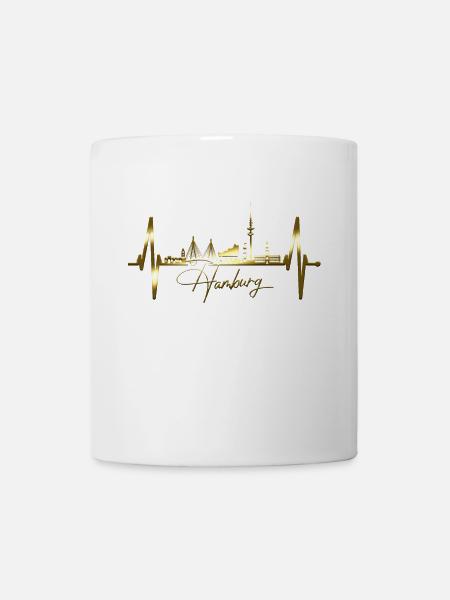 Hamburg Skyline Herzschlag Hamburger Liebe Fan - Tasse - Weiß
