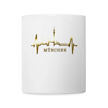Munich Skyline Heartbeat Bayern Fan Love Munich - Mug blanc - blanc - Devant