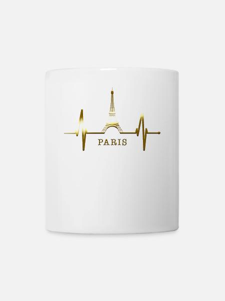 Paris Skyline Heartbeat Tour Eiffel France - Mug blanc - blanc