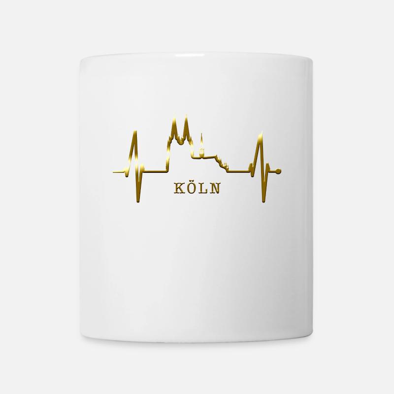 Köln Skyline Herzschlag Herz Kölsch Liebe Kölner - Tasse - Weiß