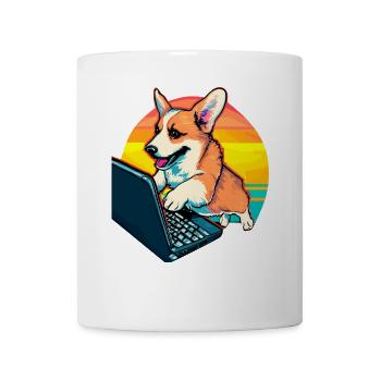 Corgi Dog with Laptop Welsh Corgi Dog Lover - Mug - white - Front