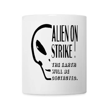 Alien Head Strike Dictons Ufo Climate Environment Shirt - Mug blanc - blanc - Devant