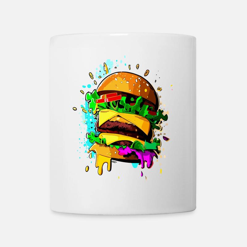 Graffiti Burger Farbenfroher Cheeseburger - Tasse - Weiß