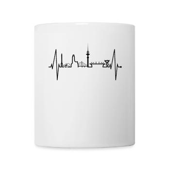 Duisburg Skyline Herzschlag Puls Herz Ruhrpott Fan - Tasse - Weiß - Vorne