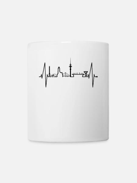 Duisburg Skyline Herzschlag Puls Herz Ruhrpott Fan - Tasse - Weiß