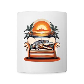 Alligator auf Sofa - Tasse - Weiß - Vorne