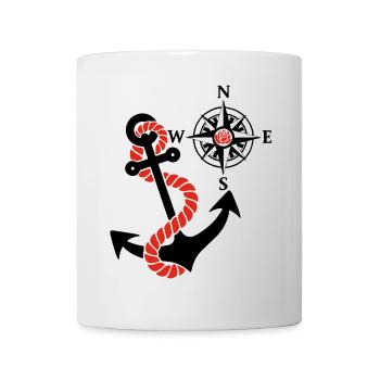Compass rose and sea anchor (black) - Mug - white - Front