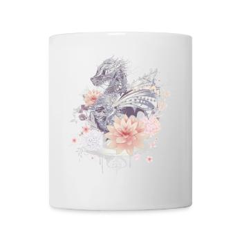 beau dragon et fleurs de style japonais - Mug blanc - blanc - Devant