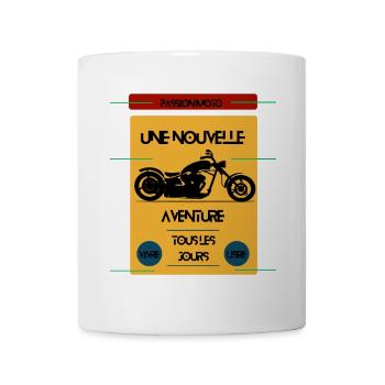 Passion moto, une nouvelle aventure ! - Mug blanc - blanc - Devant