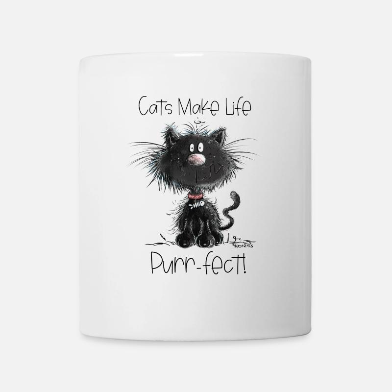 Drollige Schwarze Katze Mit Katzen Spruch - Tasse - Weiß