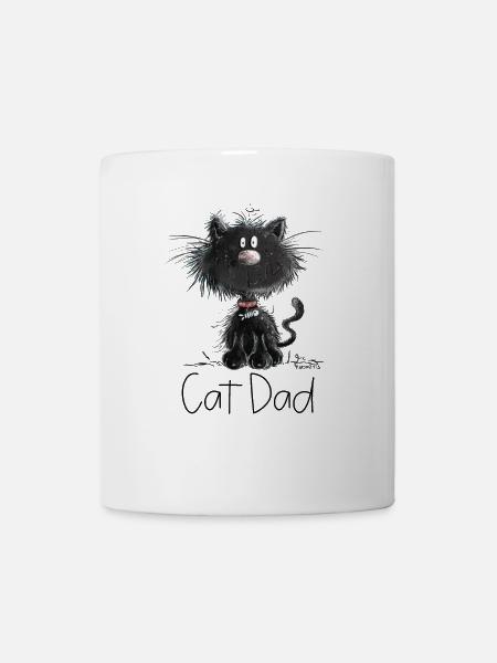 Drollige Schwarze Katze Mit Katzen Papa Spruch - Tasse - Weiß