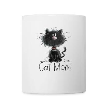 Drollige Schwarze Katze Mit Katzen Mamam Spruch - Tasse - Weiß - Vorne