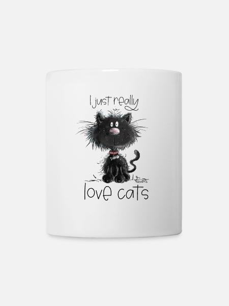 Drollige Schwarze Katze Mit Katzen Spruch - Tasse - Weiß