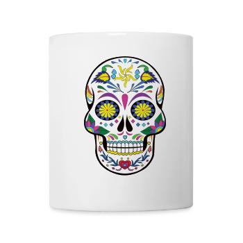 Bunte Zuckerschädel Blumenkunst day of the dead - Tasse - Weiß - Vorne