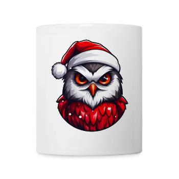 Weihnachtseule im Santa Outfit - Tasse - Weiß - Vorne