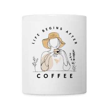 Funny Caffeine Lovers Life Begins After Coffee - Mug - white - Front