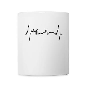 Mayence Skyline Heartbeat Fan Heart Love Mainzer - Mug blanc - blanc - Devant