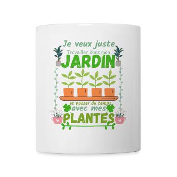 Travailler dans mon Jardin et Mes Plantes - Mug blanc - blanc - Devant