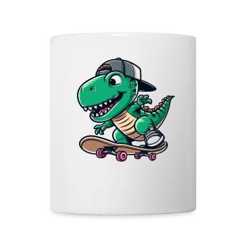 TRex Dino Tyrannosaurus Skateboard - Tasse - Weiß - Vorne