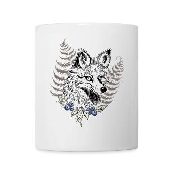 Fuchs mit Farn und Blaubeeren - Tasse - Weiß - Vorne