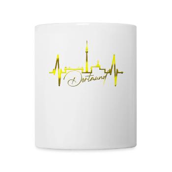 Dortmund Skyline Herzschlag Stadion Fan Dortmunder - Tasse - Weiß - Vorne