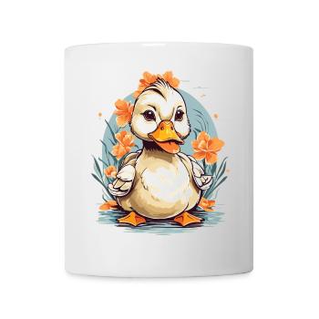 Cute duck with flowers - Mug - white - Front