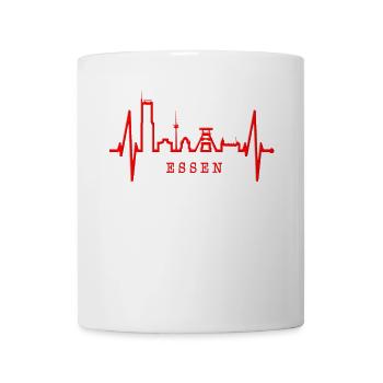 Essen Skyline Herzschlag Ruhrpott Fan Herz Essener - Tasse - Weiß - Vorne