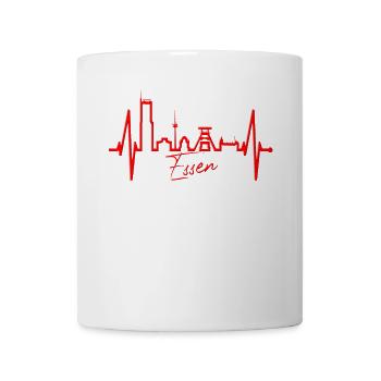 Essen Skyline Herzschlag Ruhrpott Fan Herz Essener - Tasse - Weiß - Vorne