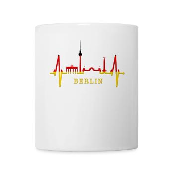 Berlin Skyline Herzschlag Herz Liebe Love Berliner - Tasse - Weiß - Vorne