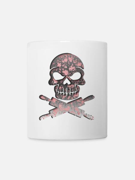 Schädel Totenkopf mit Teigrollen - Tasse - Weiß