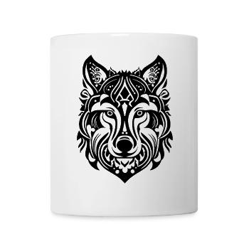 Tête de loup noir - Mug blanc - blanc - Devant