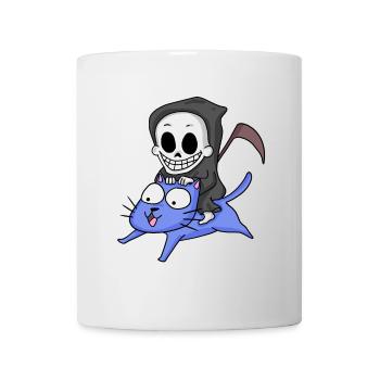 Faucheuse assise sur un chat - Mug blanc - blanc - Devant