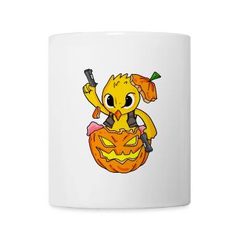 Une nana d’Halloween explose une citrouille drôle - Mug blanc - blanc - Devant